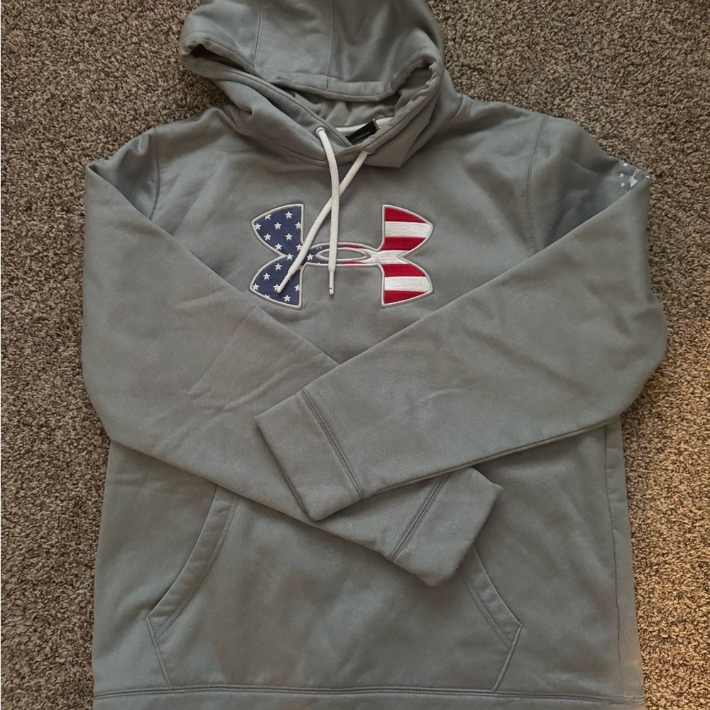 Under Armor Gray Hoodie with Patriotic Logo